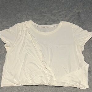 Anthropologie Cream Short Sleeve Crop Top